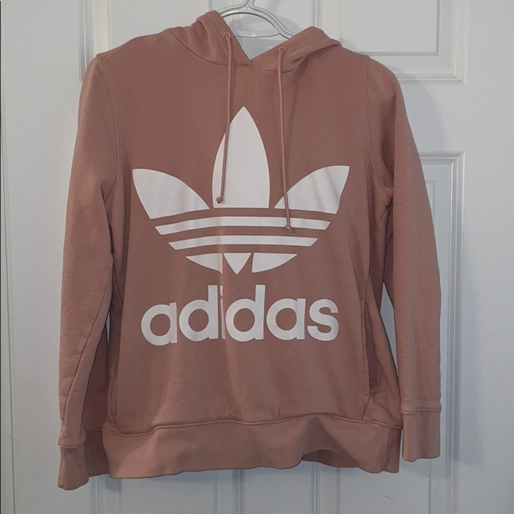 Light pink adidas trefoil hoodie